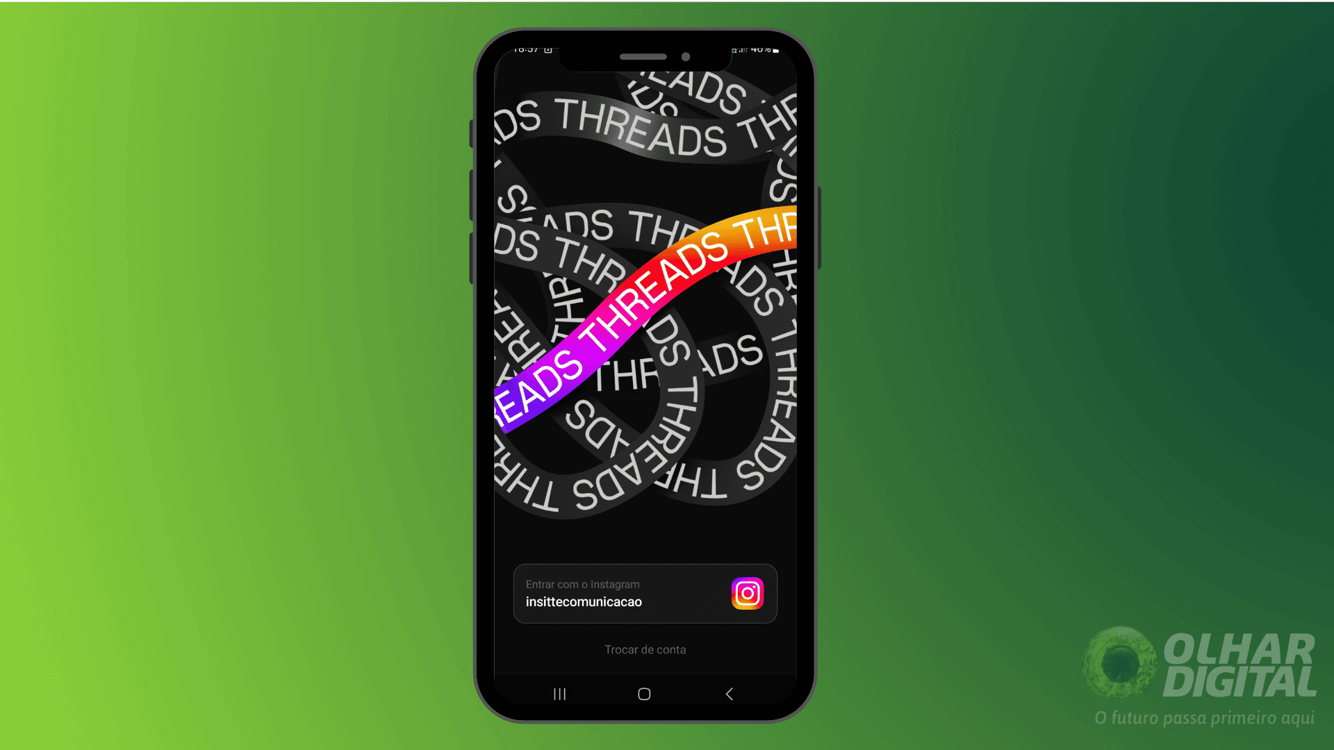 Imagem mostrando a tela de abertura do Threads