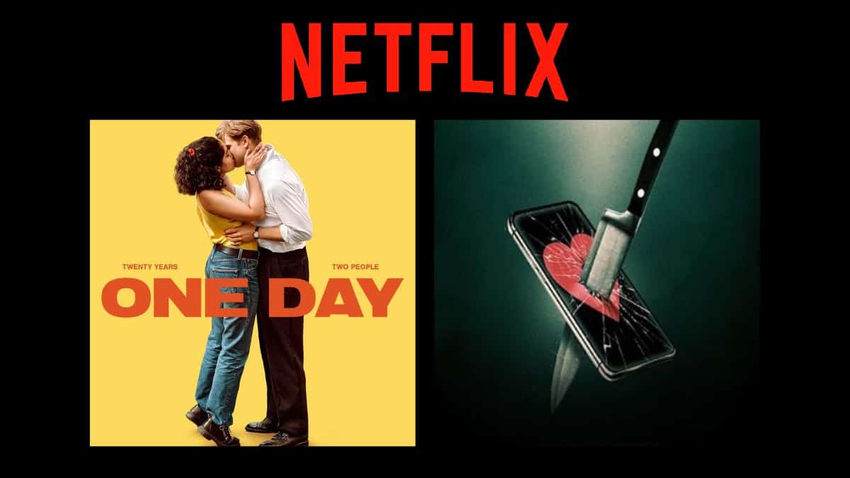 Montagem com pôsteres das produções Um Dia e Amante Stalker Mortal, que estreiam na Netflix entre 5 e 11 de fevereiro