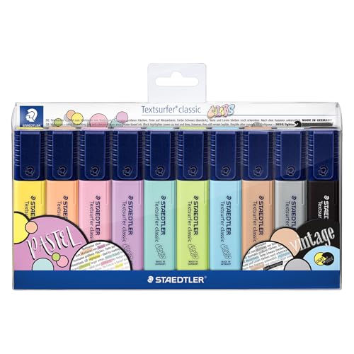 Marcador de Texto, Staedtler, Textsurfer Classic, 10 Cores Pastel