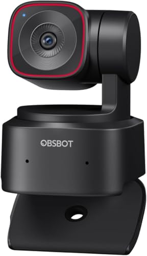 OBSBOT Tiny 2 Lite 4K Webcam PC, câmera de streaming PTZ com rastreamento IA e sensor 1/2", controle gestos HDR microfones webcam computador mesa laptop reunião videochamadas 4K@30fps / 1080@60fps